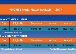 us-bangla Dhaka to Kuala Lumpur Flight Schedule