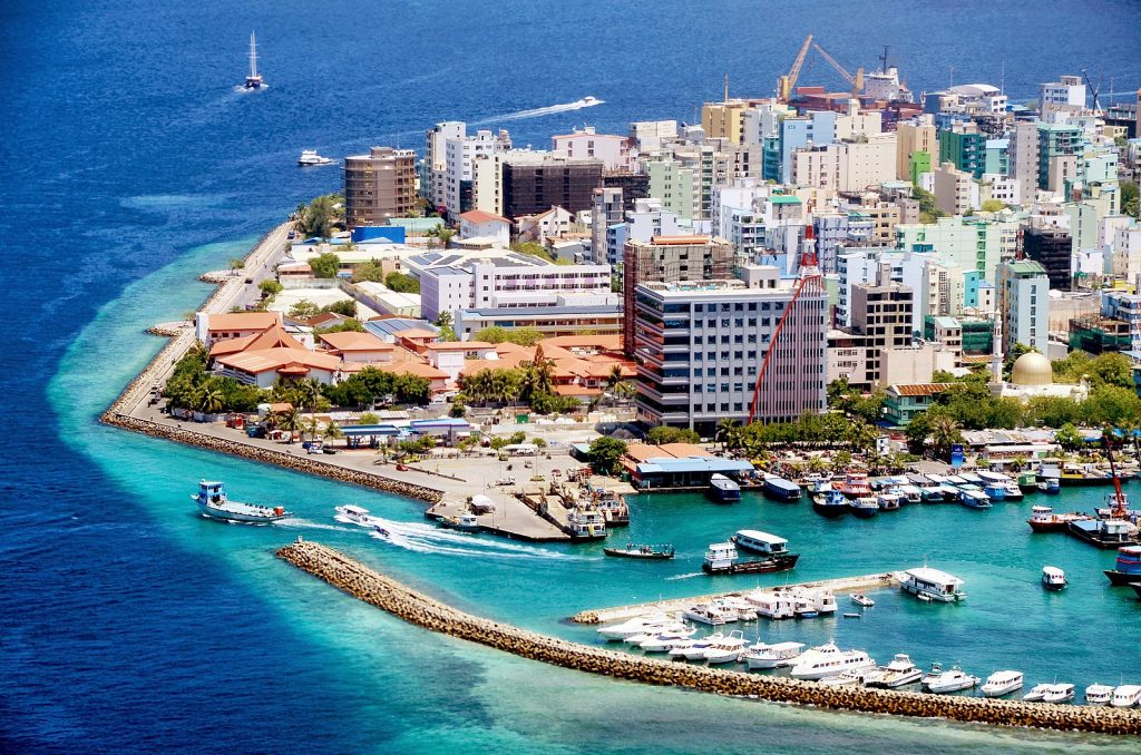 Male city aerial view